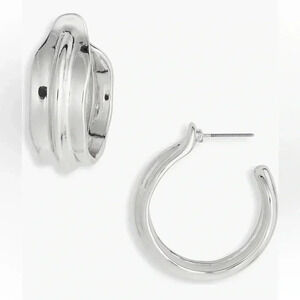 NORDSTROM RACK Wide Ripple Hoop Earrings in Silver NWT